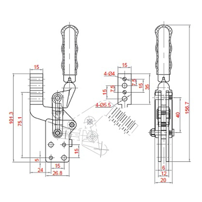 Vendita online Bloccaggio saldabile serie pesante base dritta maniglia saldabile 250 Kg.